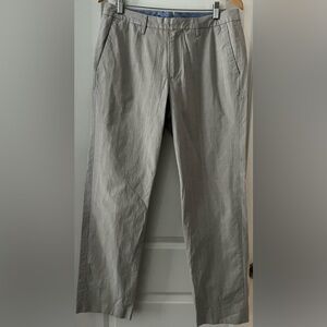 Bonobos Men’s Khaki Window Pane Plaid Flat Front Pants, 100% Cotton, Size 33/32